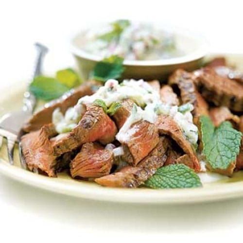 Beef with Cucumber Raita recipe – 176 calories